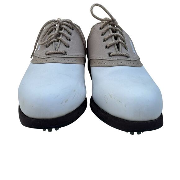 Footjoy Greenjoy Golf Shoes Women's Size 10 White Tan Saddle Oxfords - Picture 5 of 9